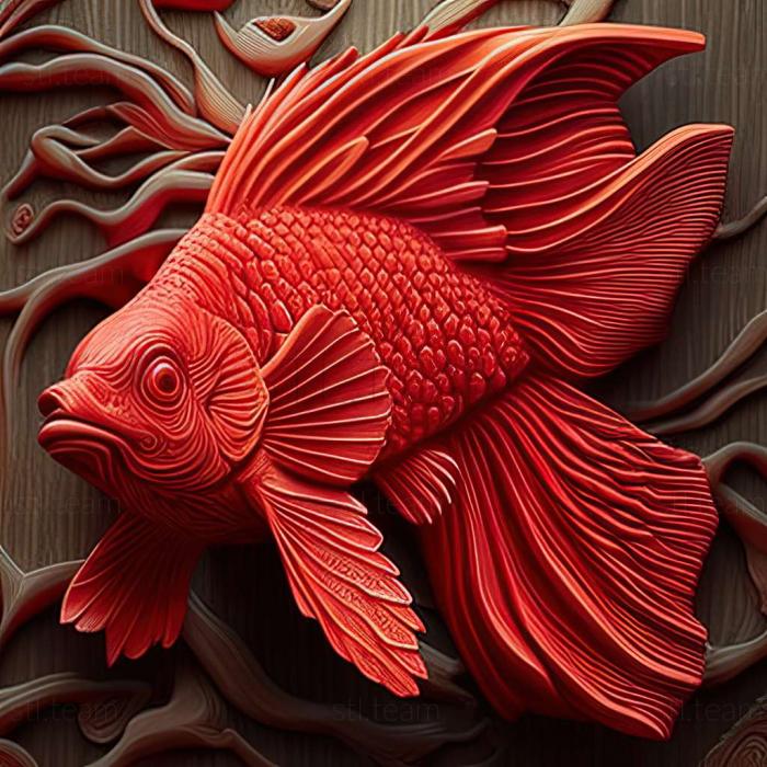 3D model Red parrot fish fish (STL)